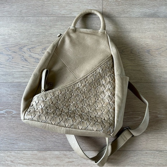 New Born Small Leather Backpack Taupe Bag - Picture 1 of 11